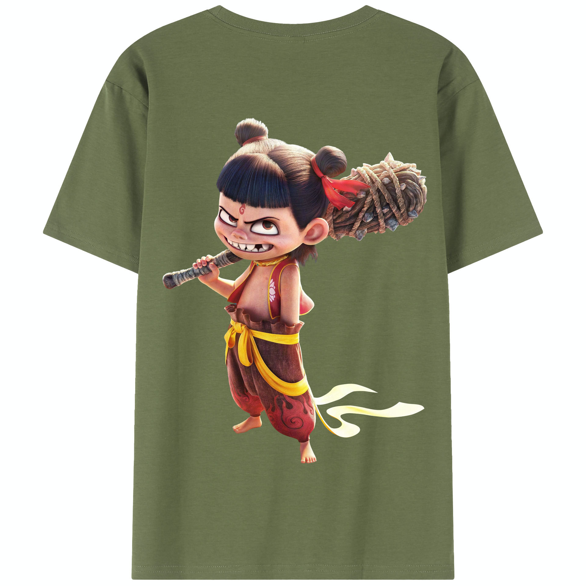 （画像用） Ne Zha 2 ナタ 魔童の大暴れ 綿100％半袖Tシャツ（背面プリント）